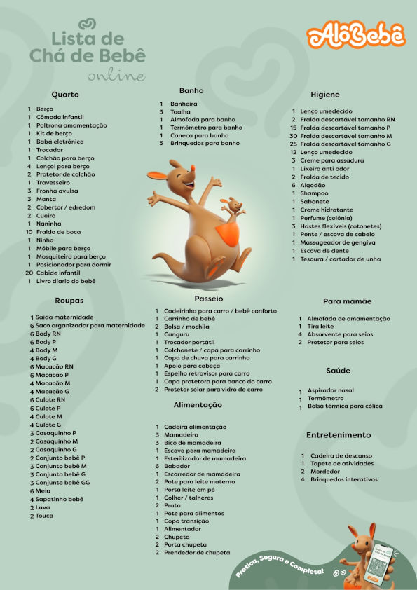 Lista de Enxoval de Bebê para imprimir