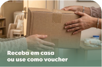 Receba em casa ou use como voucher